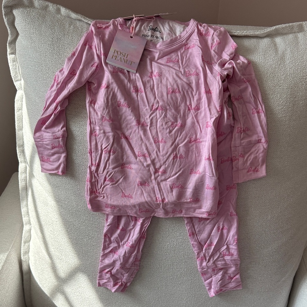 Posh Peanut x Barbie Blush Pink Kids Pajama Set - NWT